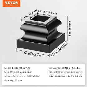 VEVOR Aluminum Alloy Baluster Shoes Stair Flat Shoe With Screw Holes For Square Scroll Basket Twist Knuckle Staircase Balusters Metal Spindle Railing,