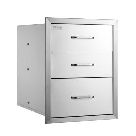 VEVOR 18x20.5 Inch Outdoor Kitchen Stainless Steel Triple Access BBQ Drawers With Chrome Handle, 18 X20.5 X 23 Inch