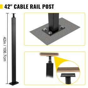VEVOR Cable Rail Post Level Deck Stair Post 42 X 1.97 X 1.97 Cable Handrail Post Stainless Steel Brushed Finishing Deck Railing DIY Picket Without Hol