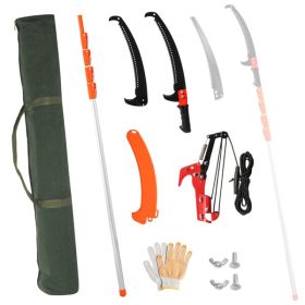 24FT Silver Orange Telescopic Aluminum Tube Plastic Rod Tool