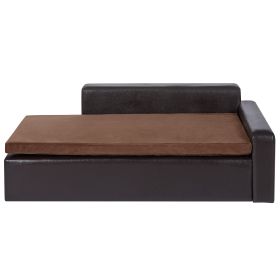 VEVOR Pet Sofa, Dog Couch For Large-Sized Dogs And Cats, Soft Leather Dog Sofa Bed, 110 Lbs Loading Cat Sofa, Black