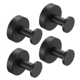 Round Base Wall Hanging Coat Hook With Screws- Matte Black Towel Hook, 4 Pack, For Entry Shoe Cabinet, Wardrobe Bathroom Bedroom Furniture Hardware