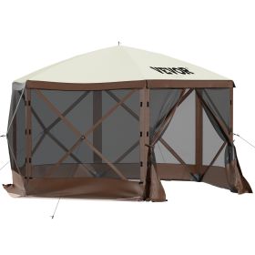 VEVOR Camping Gazebo Tent, 6 Sided Pop-up Canopy Screen Tent For 8 Person Camping, Waterproof Screen Shelter Portable Storage Bag, Ground Stakes, Mesh