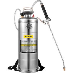 VEVOR 3.5Gal Stainless Steel Sprayer,l Set With 20 Wand Handle  3FT Reinforced Hose, HandPump Sprayer With Pressure Gauge&Safety Valve, Adjustable Noz