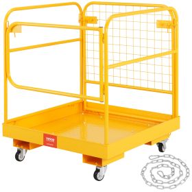 VEVOR Forklift Safety Cage, 1200 Lbs Load Capacity, 36 X 36 Inches Folding Forklift Work Platform With Lockable Swivel Wheels, Drain Hole & Devic