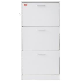 VEVOR Shoe Cabinet With 3 Flip Drawers, Shoe Storage Cabinet For Entryway, Free Standing Shoe Storage Organizer With Side Hooks For Heels, Boots, Slip