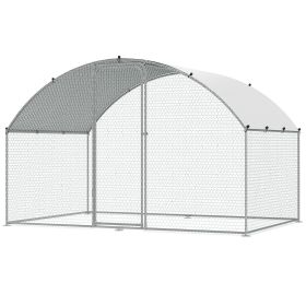 VEVOR Chicken Coop, 9.8x6.5x6.5ft Walk-in Large Metal Chicken Run For Yard With Waterproof Cover, Doom Roof Hen House With Security Lock For Outdoor A