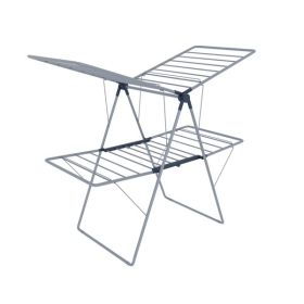 1 Piece, Foldable Drying Rack With Height-adjustable Wings, Suitable For Indoor And Outdoor, Grey