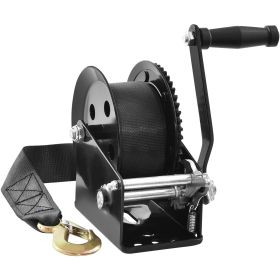 VEVOR Hand Winch, 1600 Lbs Pulling Capacity, Boat Trailer Winch Heavy Duty Rope Crank With 33 Ft Polyester Strap And Two-Way Ratchet, Manual Operated