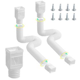 Rain Gutter Downspout Extensions 2-Pack Flexible Downspout Extender White