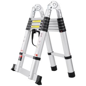 Telescoping Extension Ladder 12.5FT A-Shape W  Stabilizer Bar For RV