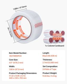 Clear Packing Tape 18 Rolls 65 Yards Heavy Duty Clear Packing Tapes 2.7 Mil
