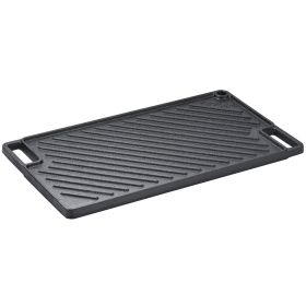 VEVOR Reversible Grill Griddle, Pre-Seasoned Cast Iron Griddle, Rectangular Double Burner Griddle Pan, Non-Stick Family Pan Cookware With Handles, Fla