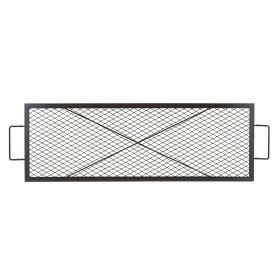 VEVOR X-Marks Fire Pit Grill Grate, Rectangle Cooking Grate, Heavy Duty Steel Campfire BBQ Grill Grid With Handle & Support X Wire, Portable Camping C