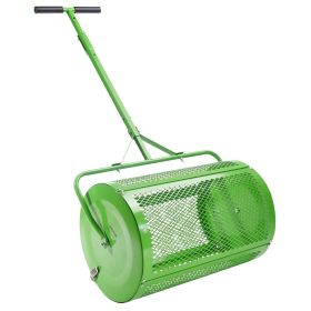 VEVOR Compost Spreader Peat Moss Spreader Push Tow-Behind Lawn Roller Green