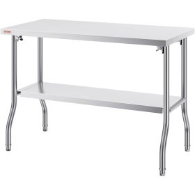 VEVOR Commercial Worktable Workstation 48 X 24 Inch Folding Commercial Prep Table, Heavy-duty Stainless Steel Folding Table With 300 Lbs Load, Kitchen