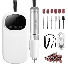 VEVOR Electric Rechargeable Nail Drill, 35,000RPM Portable Cordless Nail E File Machine, LCD-Display Acrylic Gel Grinder Tool With 6 Bits And 50PCS Sa