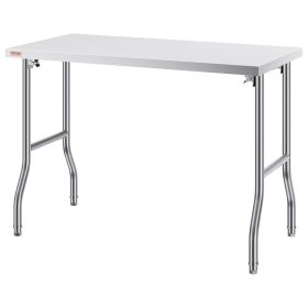 VEVOR Commercial Worktable Workstation 48 X 24 Inch Folding Commercial Prep Table, Heavy-duty Stainless Steel Folding Table With 661 Lbs Load, Kitchen