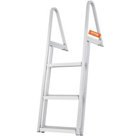 VEVOR Dock Ladder, Removable 3 Steps, 350 Lbs Load Capacity, Aluminum Alloy Pontoon Boat Ladder With 4 Wide Step & Nonslip Rubber Mat, Easy To Install