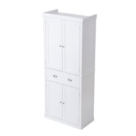 VEVOR  Kitchen Pantry Storage Cabinet, Freestanding Utility Cabinets With Doors, Drawer And 3 Adjustable Shelves, Tall Food Buffet Pantries For Kitche