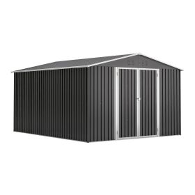 Outdoor Storage Shed 10x12 FT, Utility Metal Tool Storage With Lockable Doors And Updated Frame Structure, Large Metal Garden Shed For Backyard, Patio