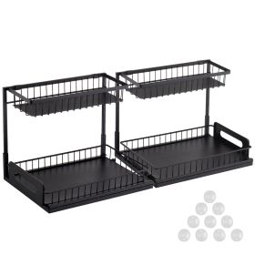 2-Tier Wire Pull Out Cabinet Under Sink Organizer Drawer Basket 2PCS