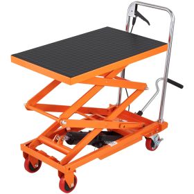 VEVOR Hydraulic Lift Table Cart, 330lbs Capacity  Lifting Height, Manual Double Scissor Lift Table With 4 Wheels And Non-slip Pad, Hydraulic Scissor C