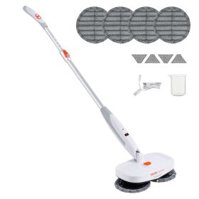 VEVOR Cordless Electric Mop, Electric Spin Mop With Water Tank, Up To 40 Mins Battery, LED Headlight, Dual Mop Heads, 4 Microfiber Pads  4 Trapezoid M