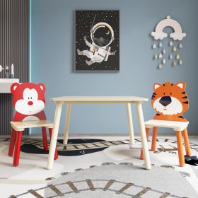 Kids Table & 2 Chairs Set, 3Pc Toddler Wooden Activity Play Set
