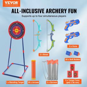 VEVOR Bow And Arrow Set For Kids, 2 Pack LED Light Up Archery Set With 20 Suction Cup Arrows, Standing Target, 2 Quivers, 2 Guns, 20 Soft Bullets, 3 T