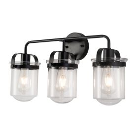 3-Light With Clear Glass Shade,Modern Sconce, Industrial Indoor  Light Fixture For Bathroom Living Room Bedroom Over Kitchen Sink,E26 Socket,No B