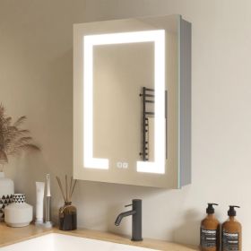 LED Bathroom Wall Medicine Cabinet Mirror Lighted Mirror With Storage Recessed Or Surface Dimmable 3 Colors Temperature Anti-Fog Adjustable Shelf 2 So