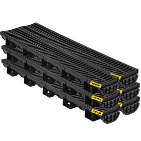 VEVOR Trench Drain System, Channel Drain With Plastic Grate, 5.8x3.1-Inch HDPE Drainage Trench, Black Plastic Garage Floor Drain, 6x39 Trench Drain Gr