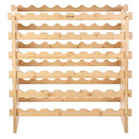 VEVOR 48 Bottle Stackable Modular Wine Rack Bamboo Wood Display Shelf 6-Tier