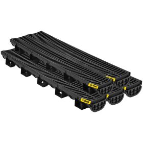 VEVOR Trench Drain System, Channel Drain With Plastic Grate, 5.7x3.1-Inch HDPE Drainage Trench, Black Plastic Garage Floor Drain, 5x39 Trench Drain Gr