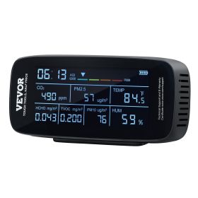 VEVOR Air Quality Monitor 9-IN-1, CO2, Temperature, Humidity, Formaldehyde TVOC AQI Tester, Professional PM2.5 PM10 PM1.0 Particle Counter For Indoor