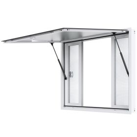 VEVOR Concession Window, Aluminum Alloy Food Truck Service Window With 4 Horizontal Sliding Windows & Awning Door & Drag Hook, Up To 85 Degrees Servin