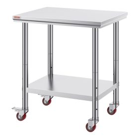 VEVOR Stainless Steel Work Table With Wheels 24 X 30 Prep Table With Casters Heavy Duty Work Table For Commercial Kitchen Restaurant Business  24 X 30