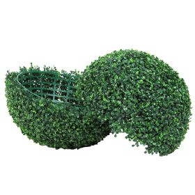 VEVOR Artificial Topiaries Boxwood Trees, 20Tall  2 Pieces , Ball Shape Faux Topiaries Plant, All Year Green Feaux Plant Decorative Balls For Backyard