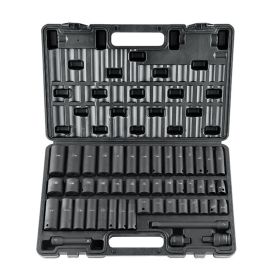 VEVOR Rive Impact Socket Set, 48 Piece Socket Set SAE  & Metric 8-22mm 6 Point Cr-V Drive Extension Bar Universal Joint & Power Drill Adapter Includes