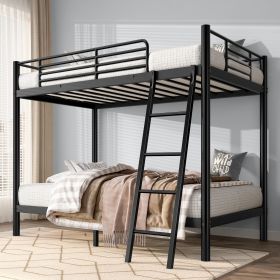 Loft Bunk Bed Twin Over Twin Size With Ladder And Guardrail,Heavy Duty Metal Slats Support No Box Spring Needed Small Space Saving Furniture For Bedro