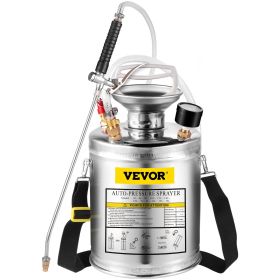 VEVOR 1Gal Stainless Steel, Set With 12Wand  Handle  3FT Reinforced Hose, Hand Pump Sprayer With Pressure Gauge&Safety Valve, Adjustable Nozzle Suitab