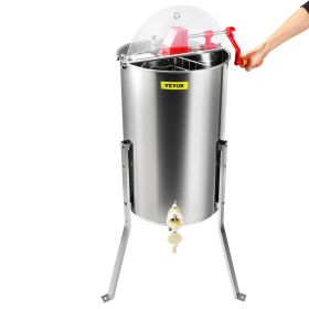 VEVOR Manual Honey Extractor, 3 Frames Honey Spinner Extractor, Stainless Steel Beekeeping Extraction, Honeycomb Drum Spinner With Lid, Apiary Centrif