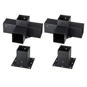 VEVOR Pergola Bracket Kit  , 4pcs 4-Way Heavy Duty Corner Bracket Woodworks DIY Post Base Kit, Easy Installation Wooden Beams For Gazebos, Patio Pergo