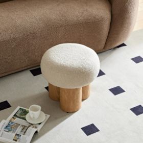 Mushroom Stool Grieg Plush Cushion Wooden Barrel PVC Walnut Finish W8017-1