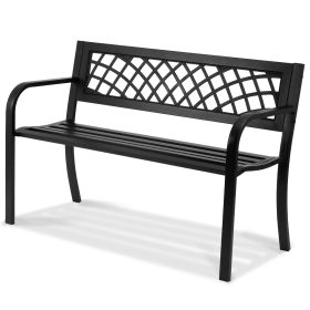VEVOR Outdoor Bench,46 Inches Metal Garden Bench For Outdoors, 480 Lbs Load Capacity Bench,  Outdoor Garden Park Bench With Backrest And Armrests, Pat