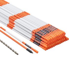 VEVOR Driveway Markers100PCS 48 Inch, 0.4 Inch Diameter, Orange Fiberglass Poles Snow Stakes With Reflective Tape, Steel Drill Bit & Protection Gloves