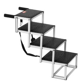 VEVOR Dog Stair For Cars 4-step Folding Dog Steps Aluminum Loads Up To 150 Lbs