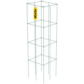 VEVOR Tomato Cages, 10 Packs Square Plant Support Cages, Green PVC-Coated Steel Tomato Towers For Climbing Vegetables, Plants, Flowers, Fruits