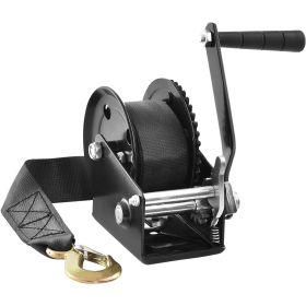 VEVOR Hand Winch, 1200 Lbs Pulling Capacity, Boat Trailer Winch Heavy Duty Rope Crank With 23 Ft Polyester Strap And Two-Way Ratchet, Manual Operated